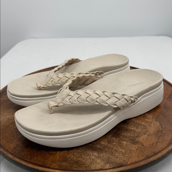 Vionic Sandals Wm 11 Kenji Braided Leather Thong Flip Flop Platform Comfort - Picture 1 of 11